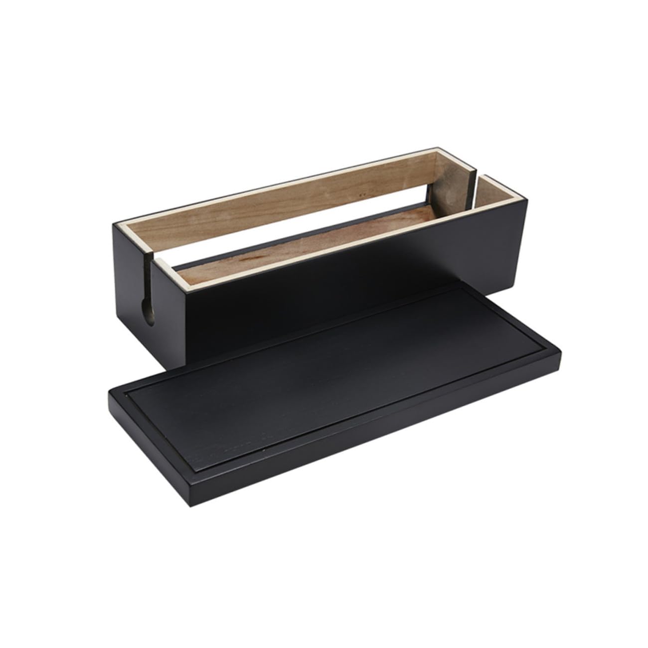 Caja de Enchufes de Madera Negra Grande para Organización