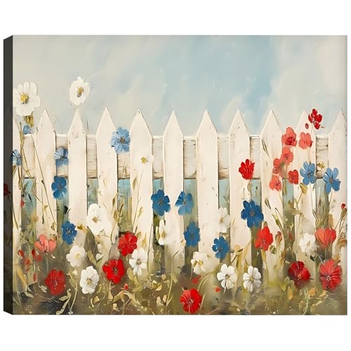 Image of Framed Old Glory American Flag Wall Art, Patriotic Classic Canvas Art Pictures, USA Traditional Wall Decor, Made in USA Ready to Hang for Living Room Entryway Hall