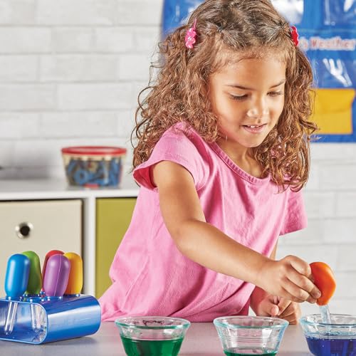 Learning Resources Riesen-Pipetten (Set mit 6 Stück in Halterung), pipetten groß für tuff Tray & Sensory Play, wasserspielzeug Kinder, Pipette für wissenschaftliche experimente für Kinder ab 3+