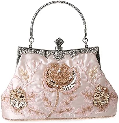 Womens Vintage Floral Beaded Rhinestone Embroidery Clutch Sequin ...