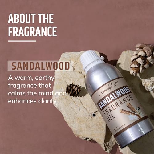 Image of Aromahpure Sandalwood Aroma Oil | 500ml Undiluted & Natural | Long-Lasting Scent for Aromatherapy, Candle & Soap Making, Diffusers, Room Freshener, Humidifier, Bathroom Revitalizer & Home Essentials