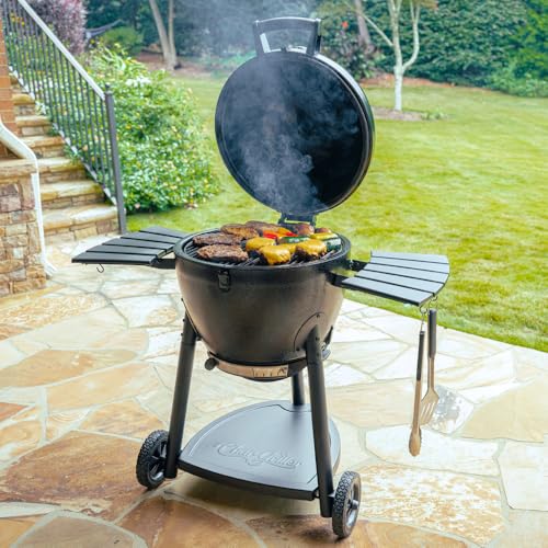 Char-Griller AKORN 20-Inch Kamado Charcoal Grill and Smoker, Triple-Wall Insulated Steel with Cast Iron Grates, Warming Rack and EasyDump Ash Pan, 445 Sq. In. Cooking Area, Black by Char-Griller - Used condition - Image 7