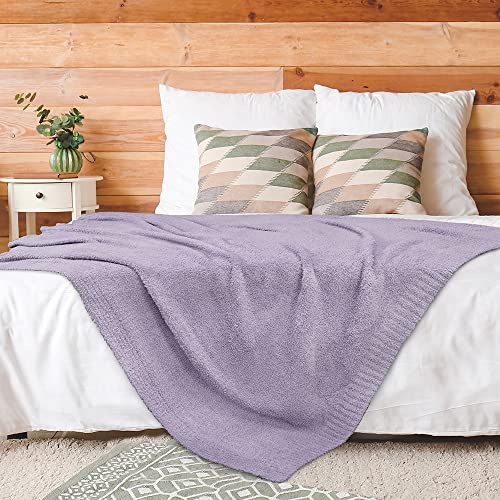 Pavilia Plush Knit Throw Blanket For Couch, Super Soft Fluffy Throw, Fuzzy Lightweight Blanket For Bed Sofa, Knitted Warm Cozy All Season Throw Blanket (Lavender Purple, 60X80 Inches) #TOP5