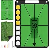 WildFun Abschlagmatte, Premium Dual-Turf Schwungtrainer Trainingsmatte zur Schwungerkennung, Feedback-Matte für Golfübungen, Impact Matte für Innen- und Außenbereich Golf Trainingshilfen