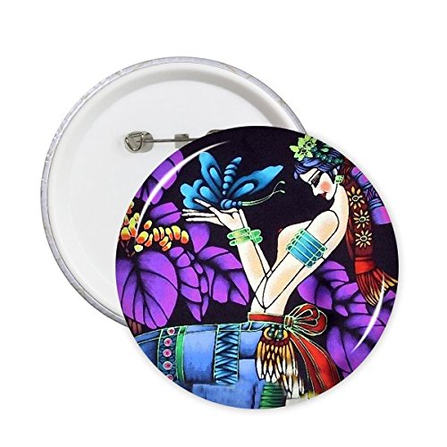 Peinture ronde papillon badge bouton décoration vêtement XL