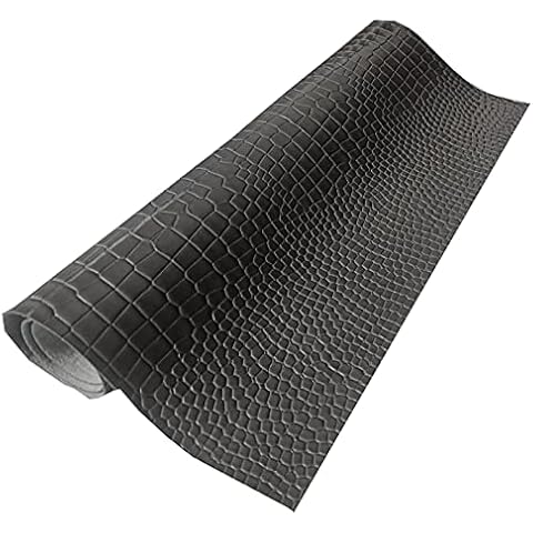 12 Colors :Mini Rolls of Gloss Croc Skin Textured Faux Leather PVC Grained Leatherette Crocodile Embossed Fabric 10/20/30/40cm x 138cm (Grey, 40 x 138 cm) Cover