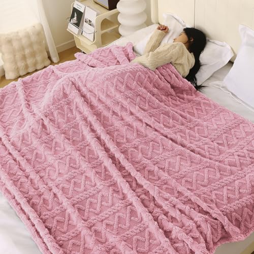 Image of HOKIPO Fleece AC Blanket Double Bed Queen, 200X230 Cm / 6.5X7.5 Feet, Baby Pink (AR-5743-PNK)