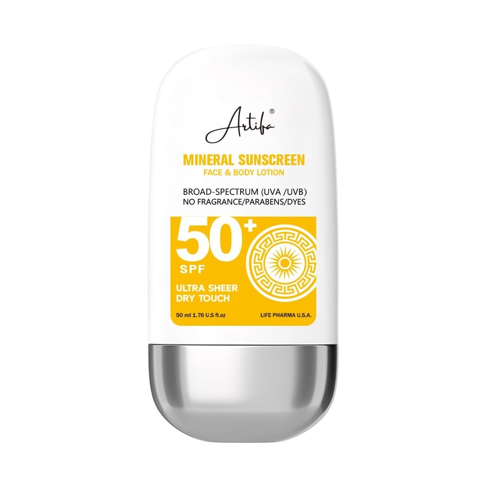 Artifa Mineral Unscented Sunscreen Lotion Broad Spectrum UVA UVB SPF 50 1 69 US FL OZ 50 ML
