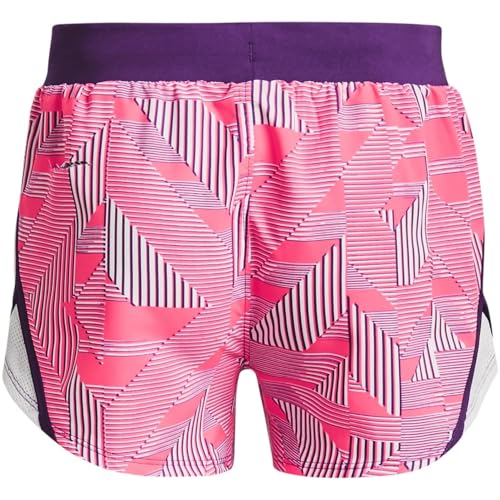 Short Under Armour Fly by léger et respirant motif rose violet taille YS