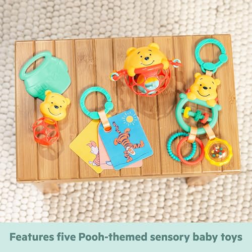 Image of Bright Starts Disney Baby Winnie the Pooh Silly Ole Bundle Gift Set, 5-Piece Sensory Toy Set with Rattle, Teether, Oball & Flash Cards, Developmental Baby Toys 0-12 Months, Newborn Gift