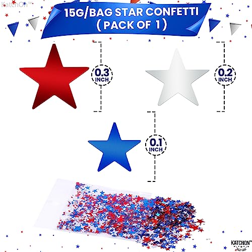 Image of KatchOn 4th of July Star Confetti - 15g Pack | 4th of July Decorations | Red White Blue Confetti for Patriotic Decor, 4th of July confetti | Patriotic Decorations | Memorial Day Decorations