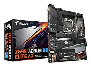 GIGABYTE Z590 AORUS Elite AX Motherboard with Direct 12+1 Phases Digital VRM Design, Full PCIe 4.0* Design, Fully Covered Thermal Design, PCIe 4.0* M.2 with Thermal Guard