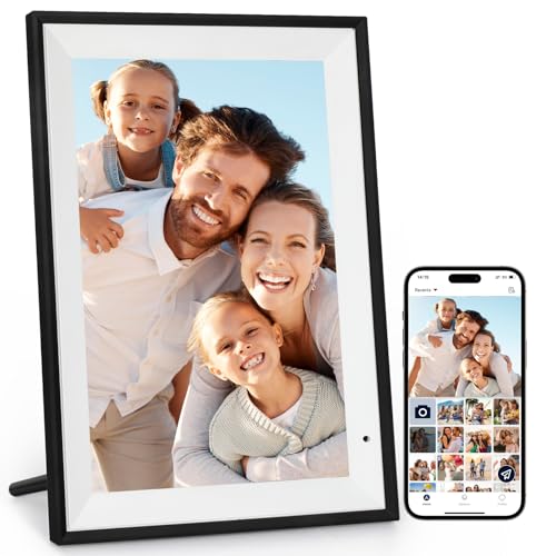 Digitaler Bilderrahmen 10,1 Zoll 32GB WiFi Elektronischer Bilderrahmen 1280x800 HD IPS Touchscreen...