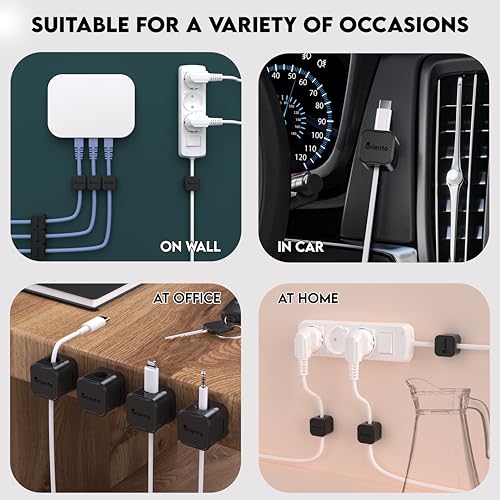 Oriento 6 Pack Magnetic Cable Clips, Adjustable Magnetic Cord Organizer Stick On, Magnetic cord holder for Desk Nightstand - Image 3