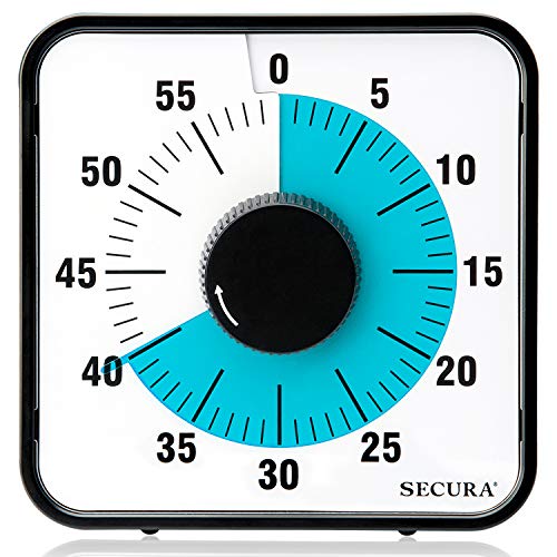 Secura Kitchen Timer 60-Minute Mechanical Visual Timers for Cooking, 7.5-Inch Oversize Countdown Clock