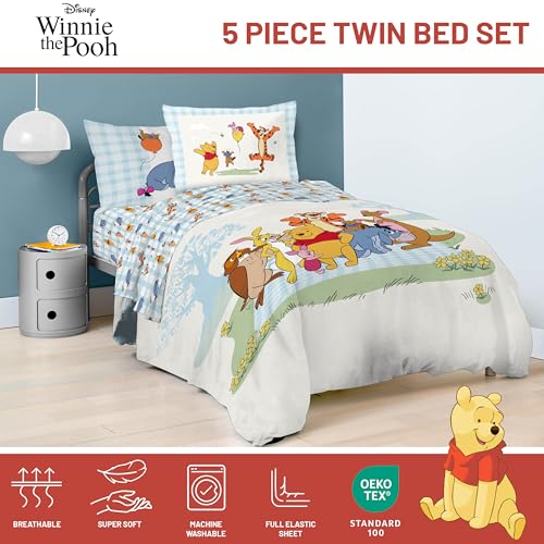 Image of Disney Winnie The Pooh Twin Comforter Set 5 Piece Kids Bedding, White