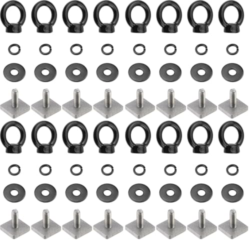 Image of Antrader Roof Rack Bolts,M6 T Track Bolts Eye Bolts with Nuts,Stainless Steel T Bolt Eye Nut Tie Down Ring for Holding Bungee Cord Rope Hooks,Black,4Sets (Pack of 4)