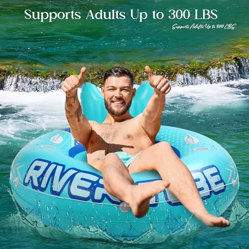 Glimin 53" Adult Heavy Duty River Tube Float Holds 300lb, Blue, 10 Pcs - image 7