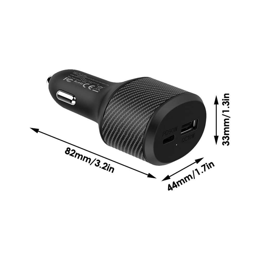 Baceyong USB Adaptador de Cargador de Coche, Doble Interfaz de Carga Rápida QC3.0 & PD Puertos de Carga, Apto para Coches de Motocicleta