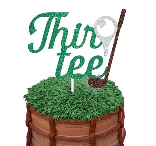 Golf Thir-Tee Cake Topper, Golf 30Th Birthday Decoration, Funny Golf Theme 30 Thirty Sign For Golfer Fans,30Th Birthday Party Decorations Supplies