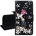 Produktbild Xifanzi Brieftasche PU Ledertasche Hülle für Galaxy A5(2017) Handschlaufe Schutzhülle Schwarzes Ledertasche Blume Bunte Schmetterlinge Muster Bookstyle Lederhülle Schützend Handytaschen