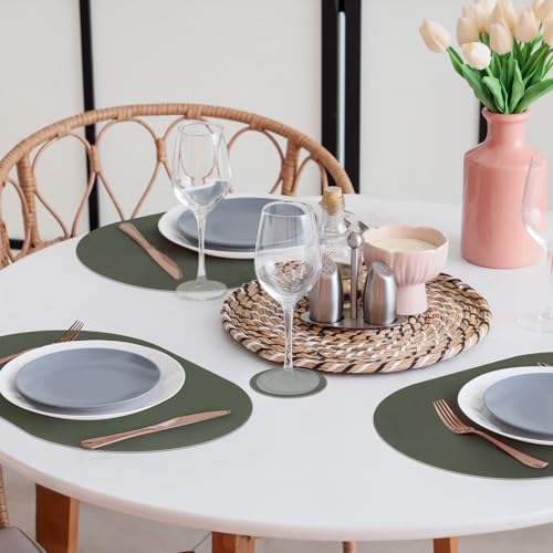 Sets de table anti-tache comfoyar en cuir lavable pour protéger la table des rayures - 5