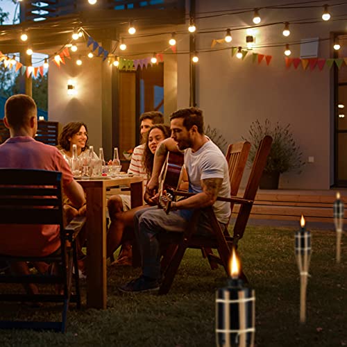 Relaxdays Gartenfackeln, 10er Set, Bambus, Ölfackeln für draußen, Outdoor Fackeln mit Ersatzdocht, Höhe: 50 cm, Natur, 50 x 6 x 6 cm