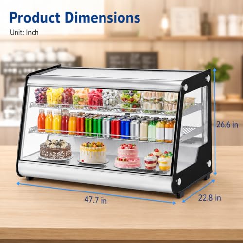 Image of 8.1 Cu.Ft Commercial Glass Door Refrigerator | Countertop Display Fridge with LED Lighting for Bakeries, Cafes, Convenience Stores | Energy Efficient, Adjustable Shelves, Auto-Closing Door