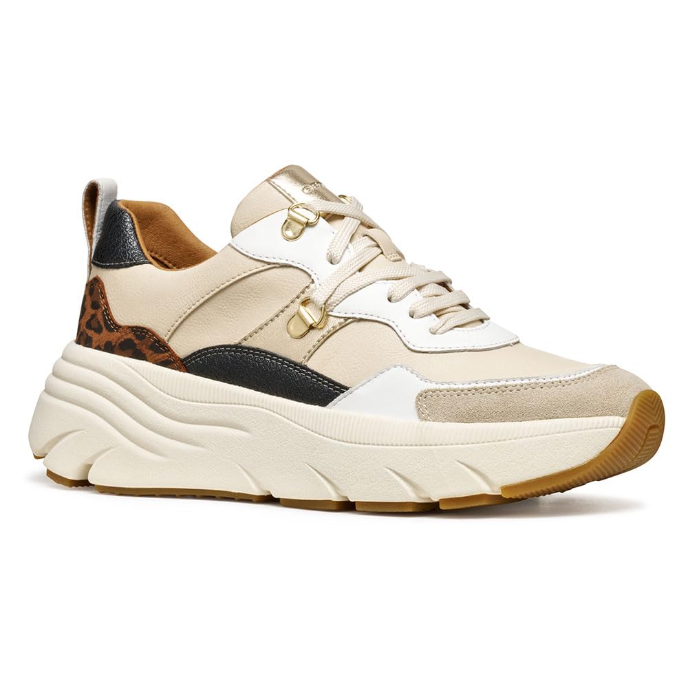 Geox Woman D Diamanta Sneakers Papyrus/Cognac 36 EU