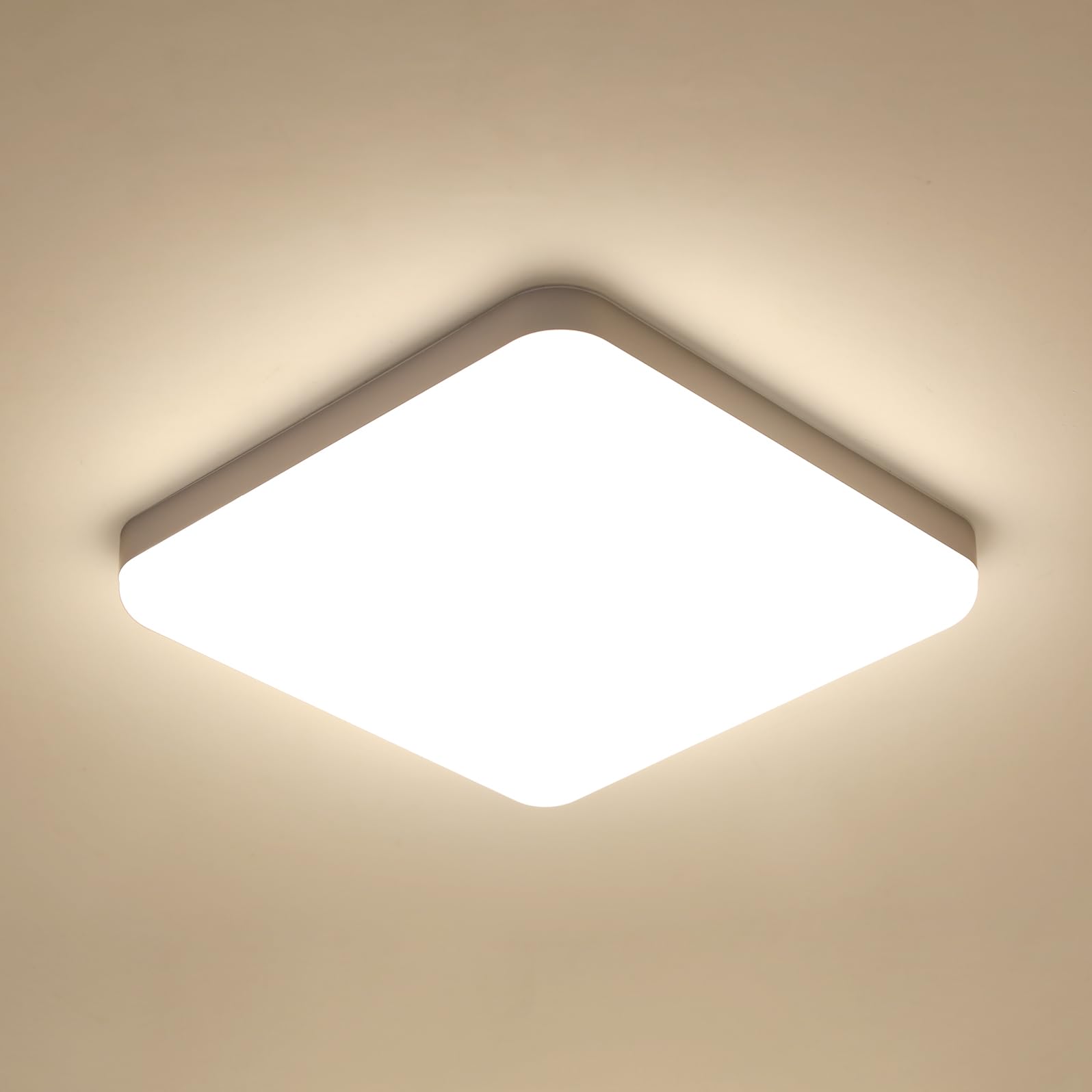 32W Plafon LED Techo, Lamparas de Techo LED Moderna 3600LM, 4500K Luz Natural IP54 Impermeable, Luz de Techo Para Baño Cocina Pasillo Balcón 25CM