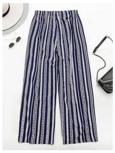 WDIRARA Women's Plus Size Boho Floral Print High Waist Palazzo Wide Leg Pants2