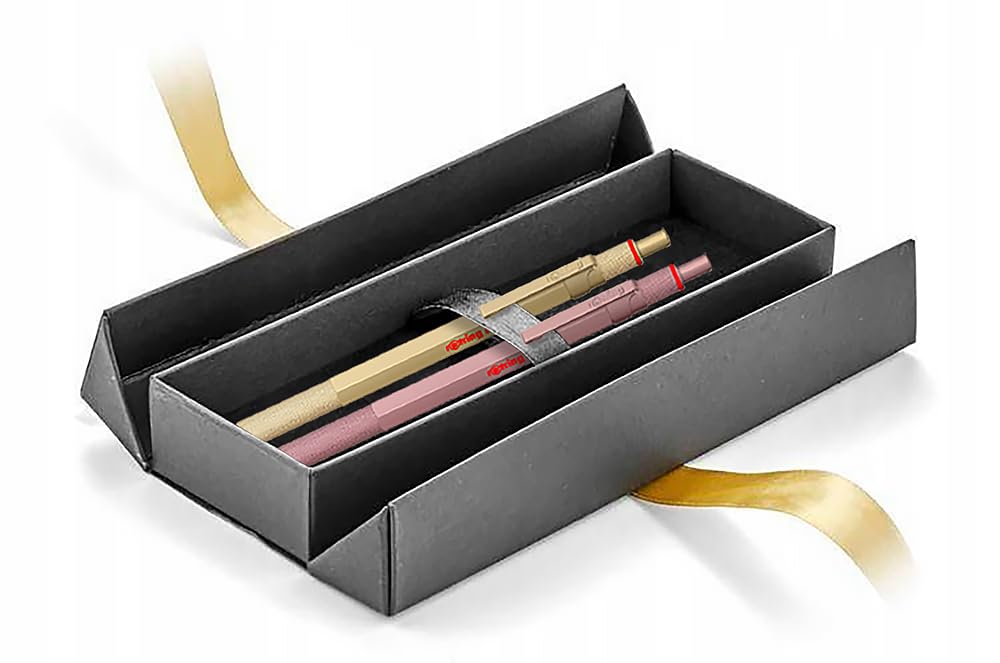 rOtring 600 Ballpoint Pen Gift Set - Luxury Gold & Rose Gold Metal Pens, Black Ink - Professional Hexagonal Design, Non-Slip Grip - Premium Stationery Gift Box for Architects, Engineers & Executives - Image 2