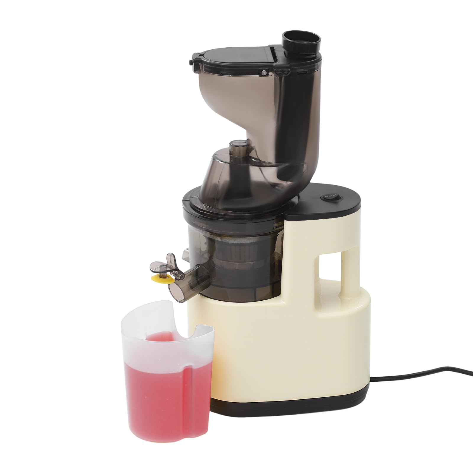 Exprimidor eléctrico, 500 W, exprimidor lento de frutas y verduras, batidos, negro/rojo/blanco, colador de acero inoxidable, apto para zumo y zumo, fácil de limpiar con el cepillo (blanco)