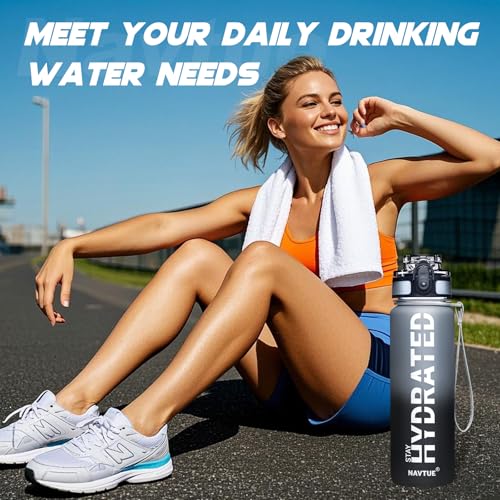 Image of Water Bottle 32 oz Motivational Time Marker Tritan Bottle