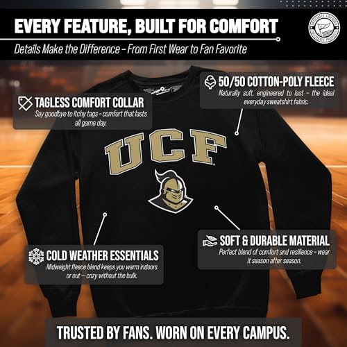 Image of NCAA College Sweatshirt Fleece Crewneck Pullover for Men and Women | Officially licensed NCAA college gameday crewneck pullover - 9 oz fleece lined sweatshirt with arch and logo design