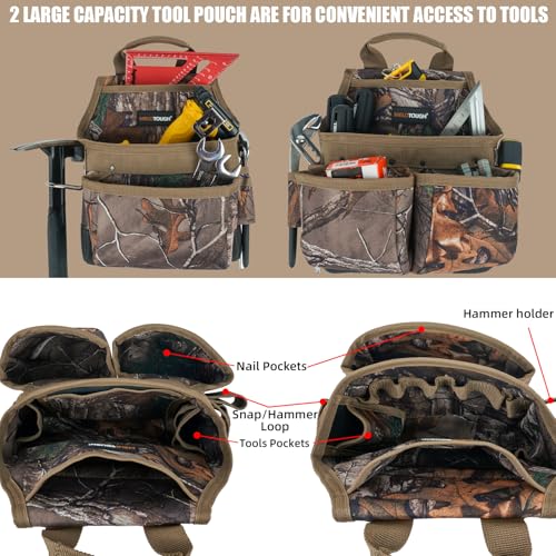 Image of MELOTOUGH Camo Tool Belt with Suspenders Camouflage Tool Bag Supenders Framers Comb Apron Tool Belt Construction Tool Pouch Suspenders Heavy Duty Carpenter Suspension Rig for Electrician