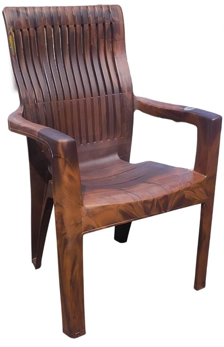 Bharat Sales Sigma Plastic Mid Back Arm Chair Pack of 2 Brown Durable and Sturdy for Home Office Outdoor and Garden