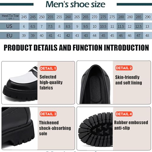 Men's Leather Color Block Chunky Platform Penny Loafers Classic Round Toe Slip-On Lug Sole Business Dress Shoes Daily Work Office Casual Shoes3