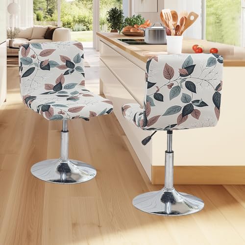Image of FUANGUI Bar Stool Covers with Backs, 4 Pack Stretch Bar Stool Chair Covers, Knitted Jacquard Bar Stool Covers,Washable Bar Chair Covers Swivel Barstool Slipcovers,11