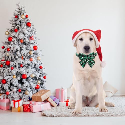 Hundehalsband Weihnachten, 2 Stück Weihnachtshalsband Hund, Fliege Hund Weihnachten,Niedliches Karomuster, Hunde Weihnachtskostüm, Haustier Halsband für Klein Mittlere Groß Hunde Katzen Welpen(L)
