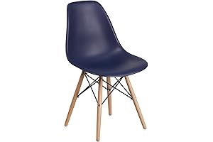 Flash Furniture Elon Series Navy Molded Chair With Wood Legs