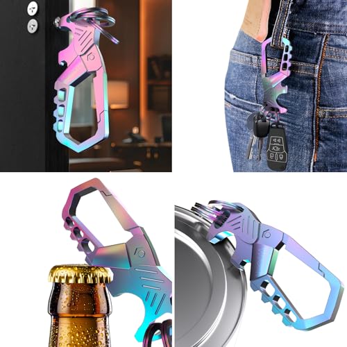 Image of Heavy Duty Keychain,Car Key Keychains,Bottle Opener Carabiner,Stylish Family Keychain with Bottle Opener and 3 Keyring (Multicolor)
