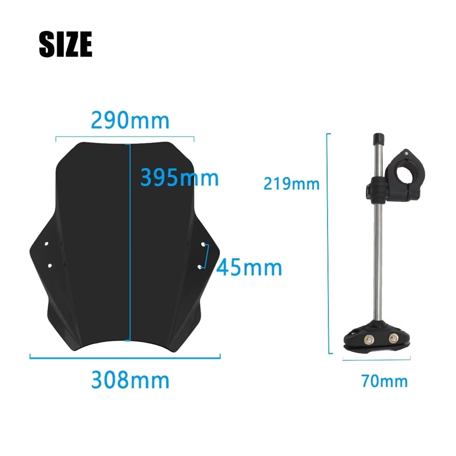 schermo moto Per Parabrezza Universale Per Moto, Deflettore Dello Schermo Con Staffa(Nero)