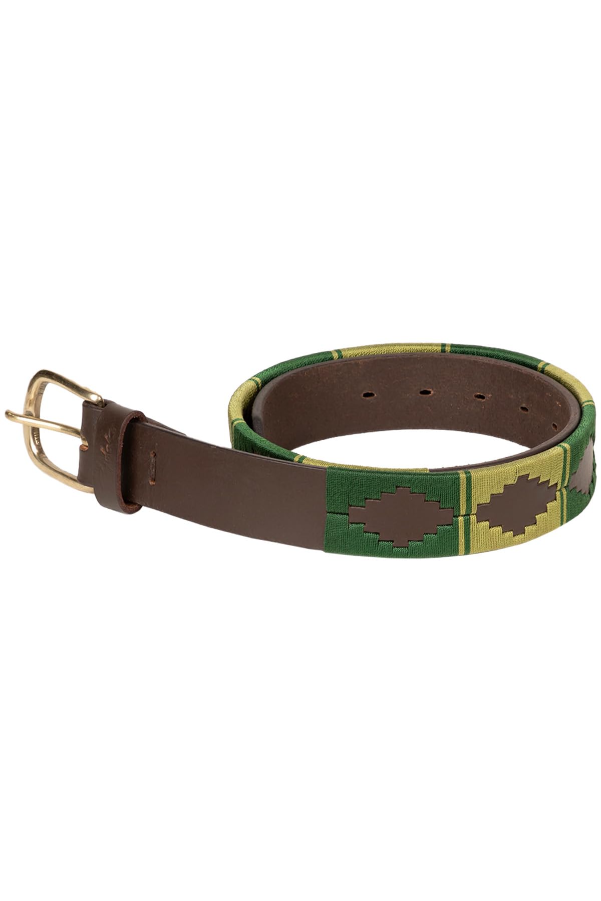 Rydale Leather Polo Belt Men's Ladies Belts Equestrian Stitched Unisex Trouser Belt (Brown/Green/Olive, M)