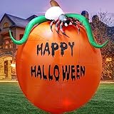 KITBONIS 6Ft Pumpkin Lighted Halloween Inflatable Pumpkin Spider LED Lights Decor Outdoor Indoor Holiday Decorations, Blow up Lighted Yard Decor, Giant Lawn Inflatables Home Family Outside