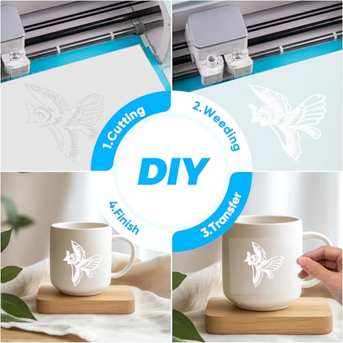 Euvin EU-1210-WHITE-M-CA Permanent Vinyl, White Vinyl For Cricut Cutting Machine, 12 Inch X 10 Ft White Adhesive Vinyl Roll For Cricut, Silhouette Cameo Vinyl Cutter thumb #6