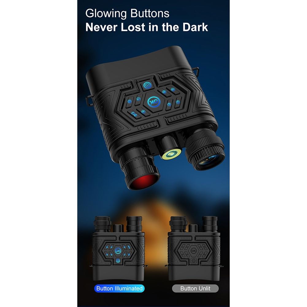 Prismáticos de visión nocturna, prismáticos digitales 4K, pantalla de 3 pulgadas, batería de 5000 mAh, visión amplia de 120° para caza de vida silvestre, camping