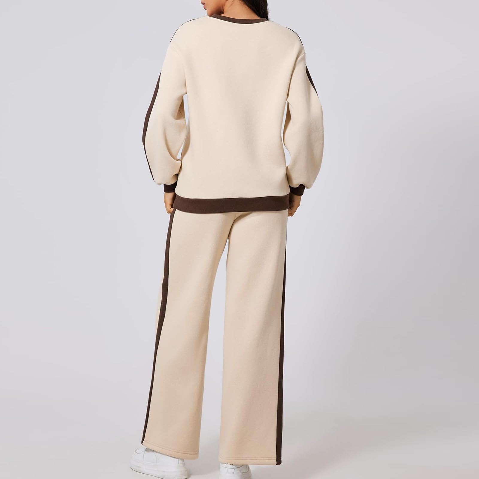 Atuendo Mujer Invierno Manga Larga Moda Tops Y Pantalones Escolar Cintura del Imperio Cuello Redondo Adaptar