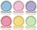 Yiaoyinnz 60Pcs Ice Cream Paper Plates for Sweet One Donuts Tableware Supplies Colorful Donuts Sprinkle Disposable Dinnerware Set for Baby Shower Girls Ice Cream Birthday Party Decorations 7Inch