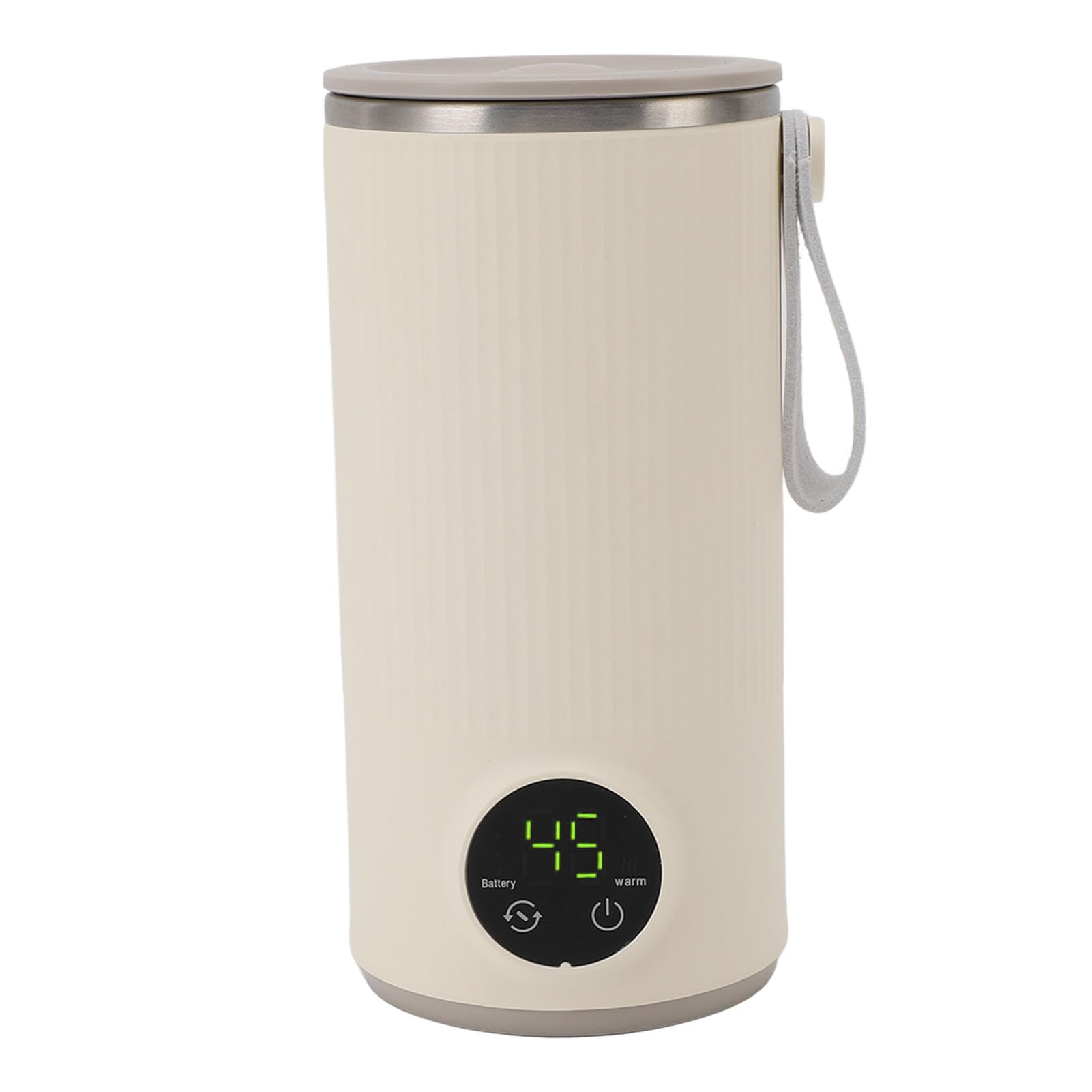 Calentador/agitador de Biberones Portátil, Fabricado en Acero Inoxidable y Material ABS, Recargable por USB, Calienta hasta 55 ℃, Calentador de Biberones de Viaje Inalámbrico, 400 ml.
